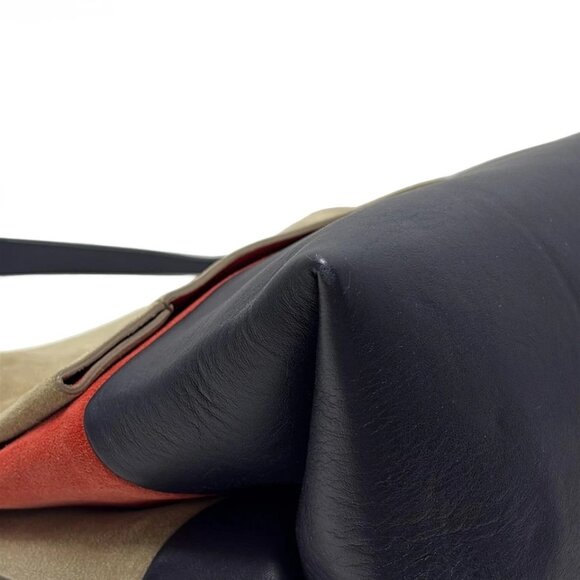 CELINE All Soft Beige Navy Red Suede Leather - Shoulder Bag 555-073025 - Picture 6 of 9